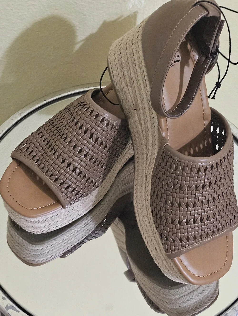 a.n.a Taupe Woven Espadrille Platform Sandals
